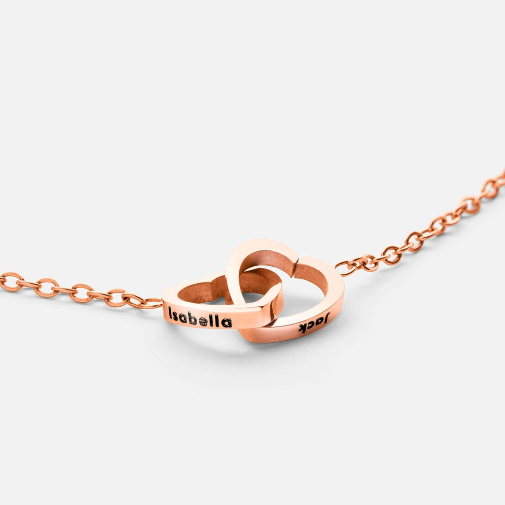 Personalized double heart necklace