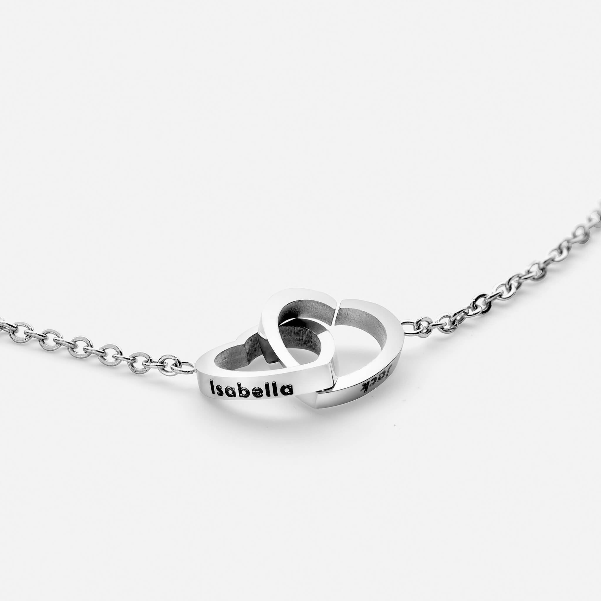 Personalized double heart necklace