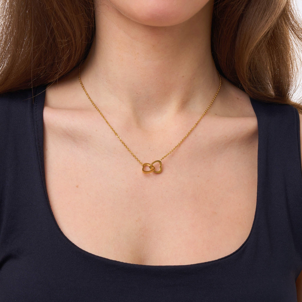 Personalized double heart necklace