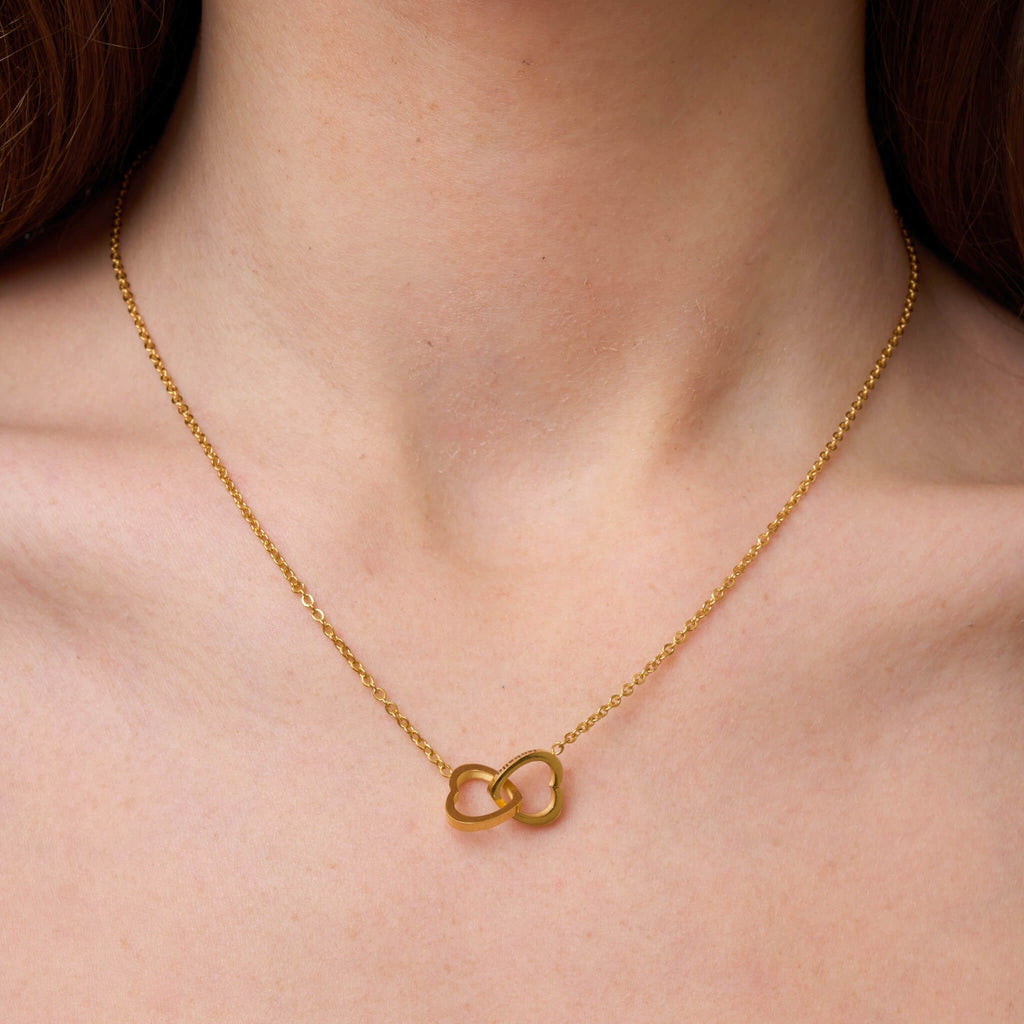 Personalized double heart necklace