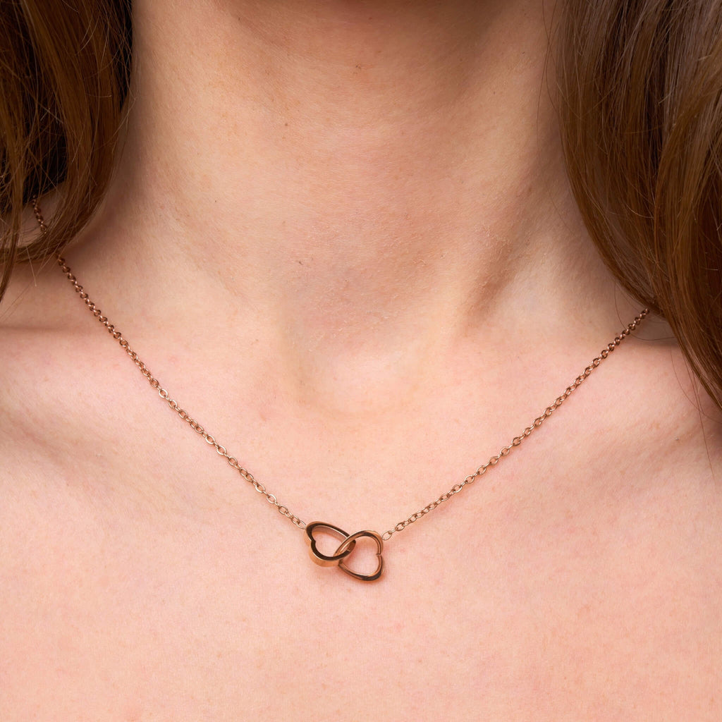 Personalized double heart necklace
