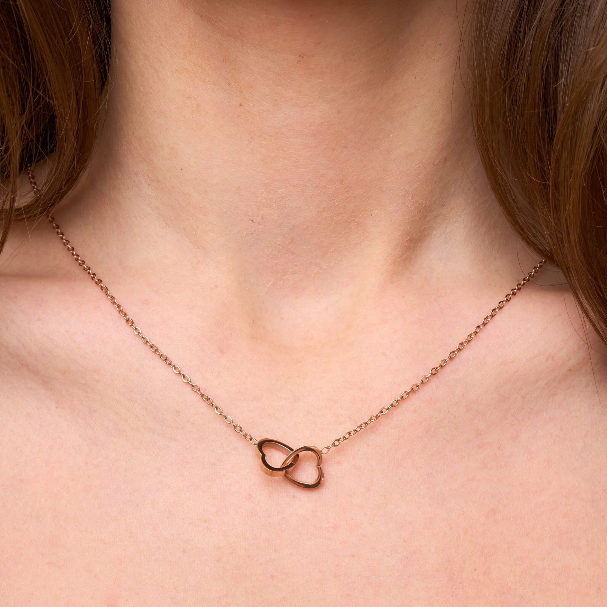 Personalized double heart necklace