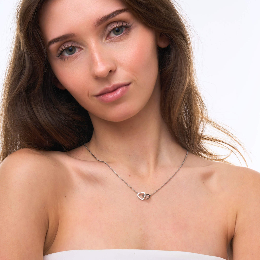 Personalized double heart necklace