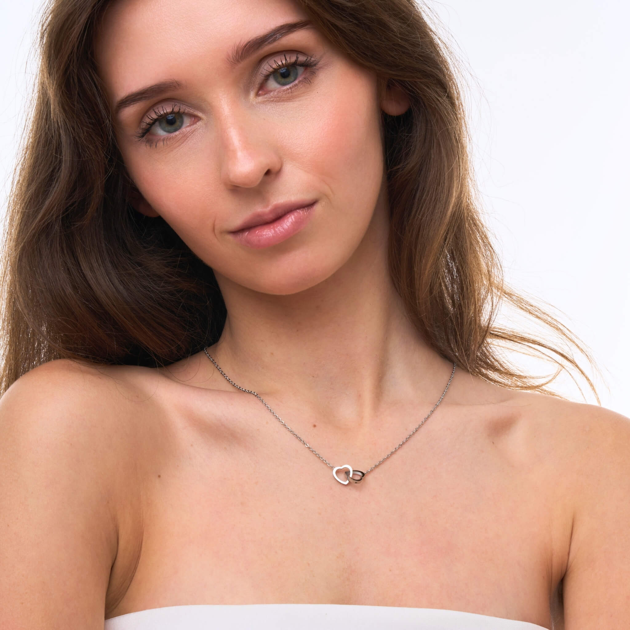 Personalized double heart necklace