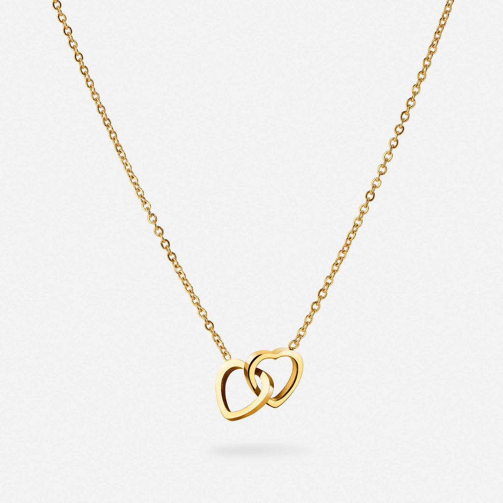Personalized double heart necklace