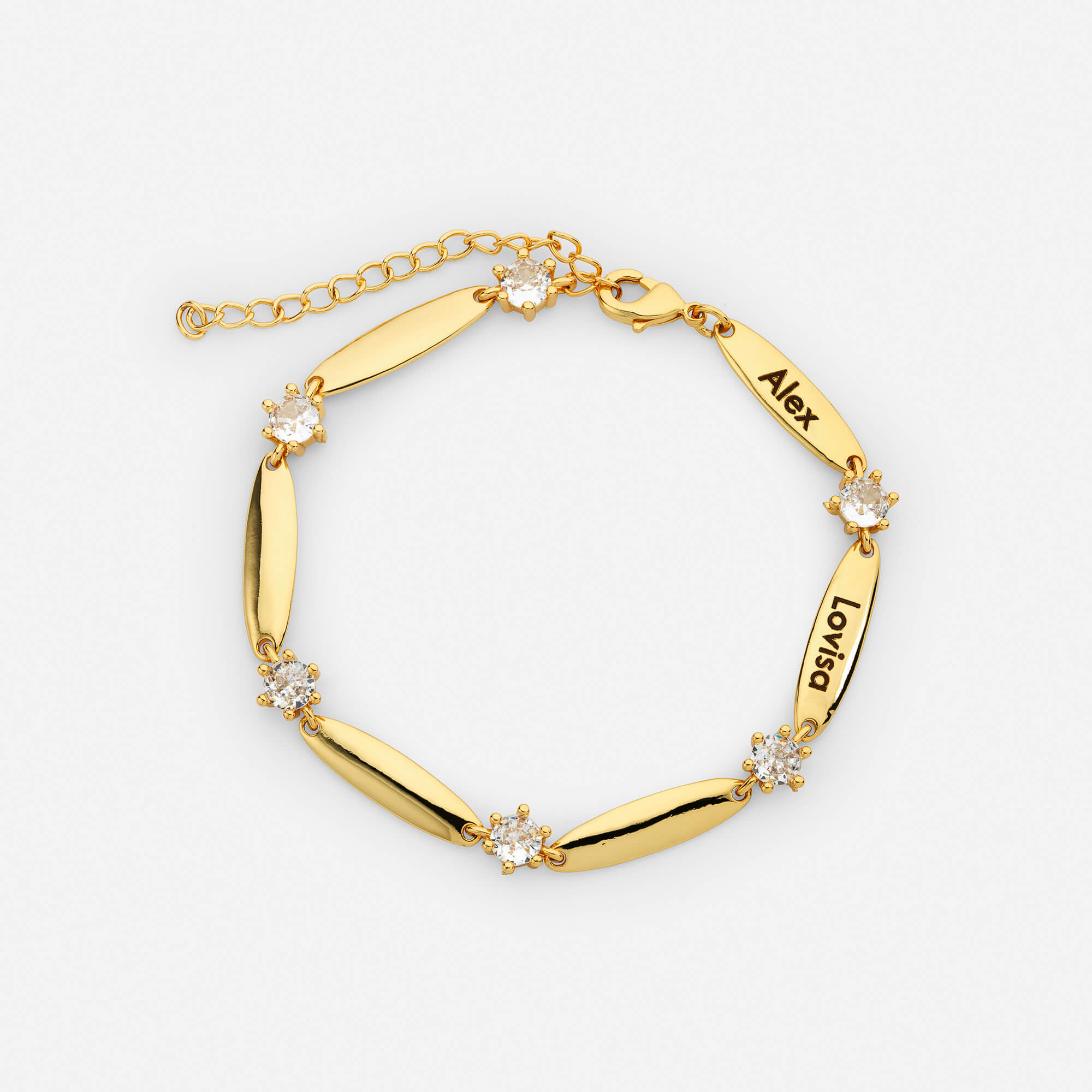 Personalized bar bracelet with crystals