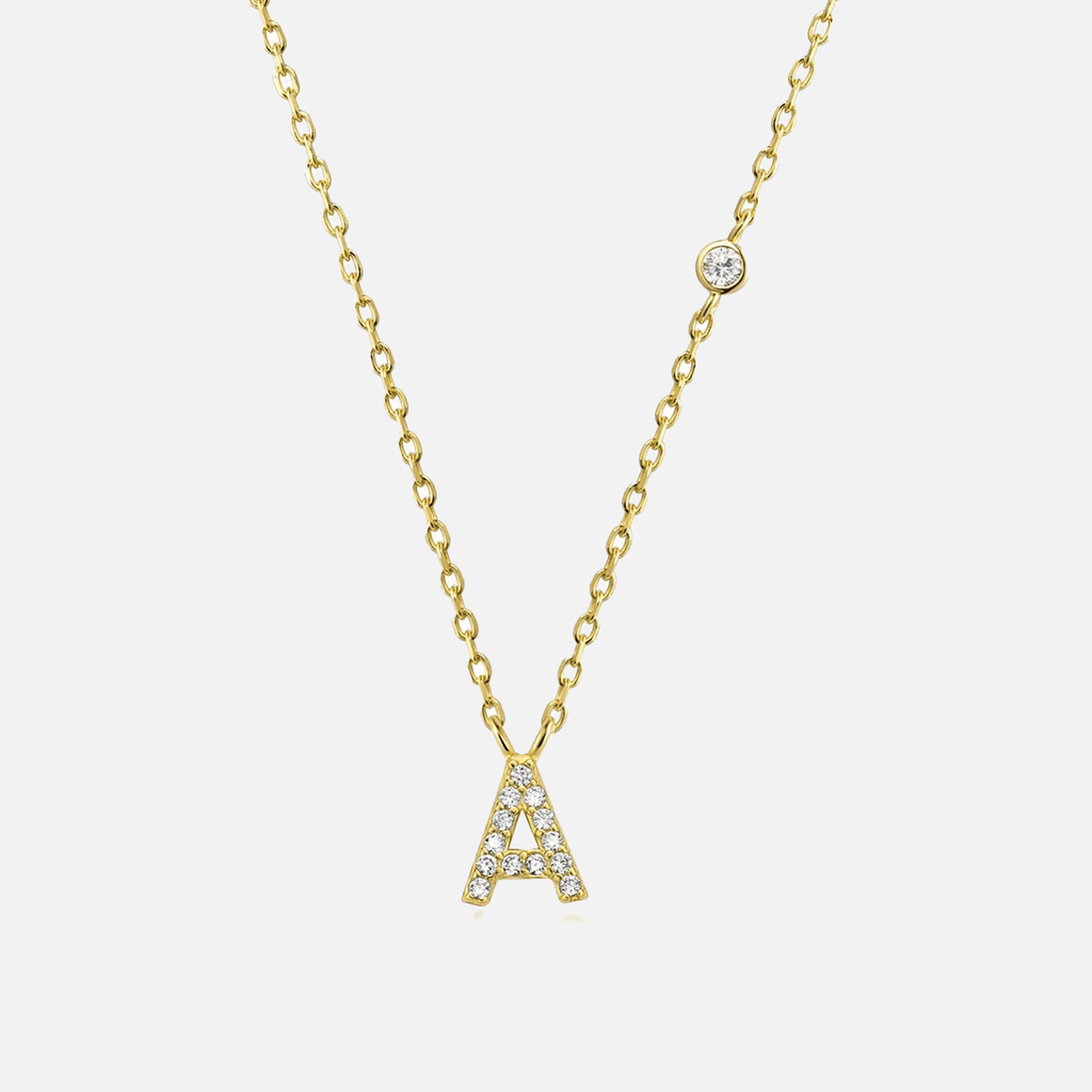 Letter necklace with stone