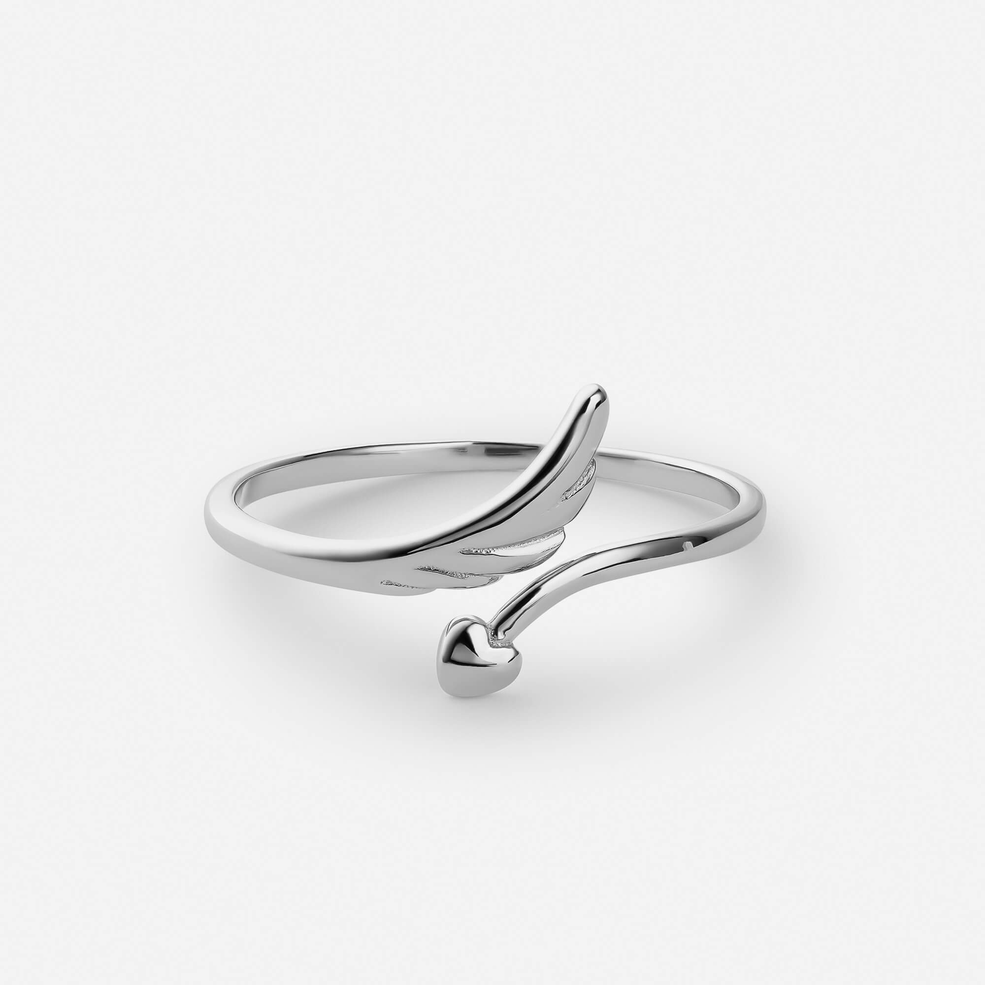 Feather heart ring